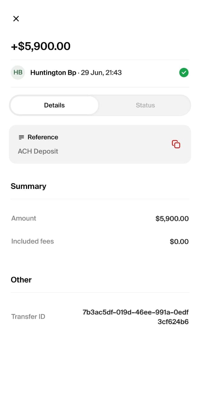 Payment received from an international client