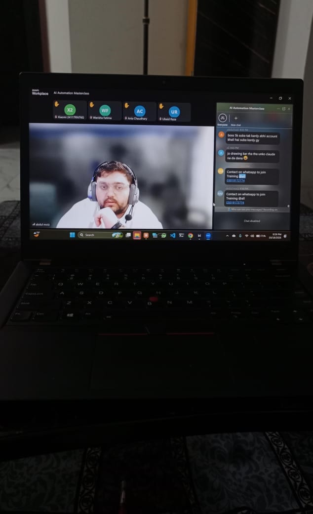 A participant watching the masterclass live